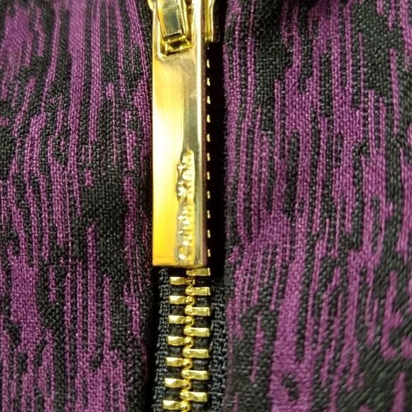 Calvin Klein Printed Sheath Dress, SZ 8 Scoop Neck Sleeveless Midi Gold Zipper - Picture 9 of 15